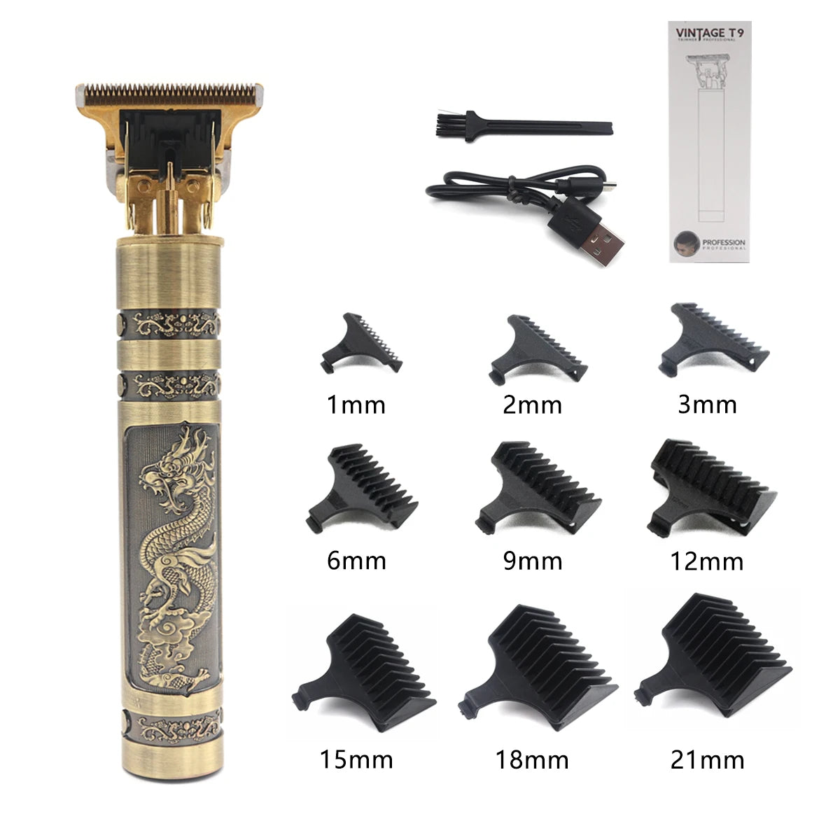 T9 Vintage Hair Trimmer – Professional Cordless Rechargeable Clipper & Shaver Machine for Men