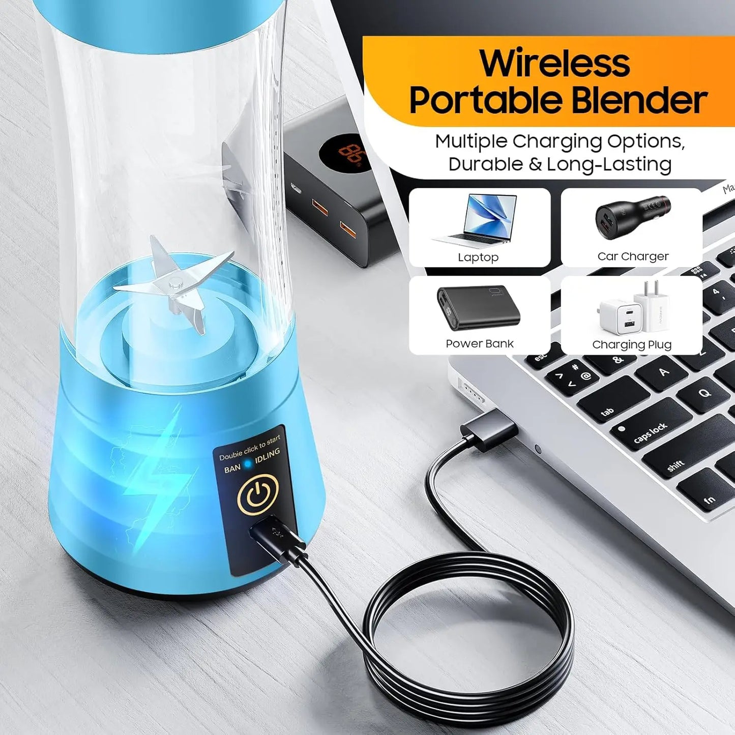 Mini Portable Blender for Shakes & Smoothies – USB Charging, On-the-Go Use