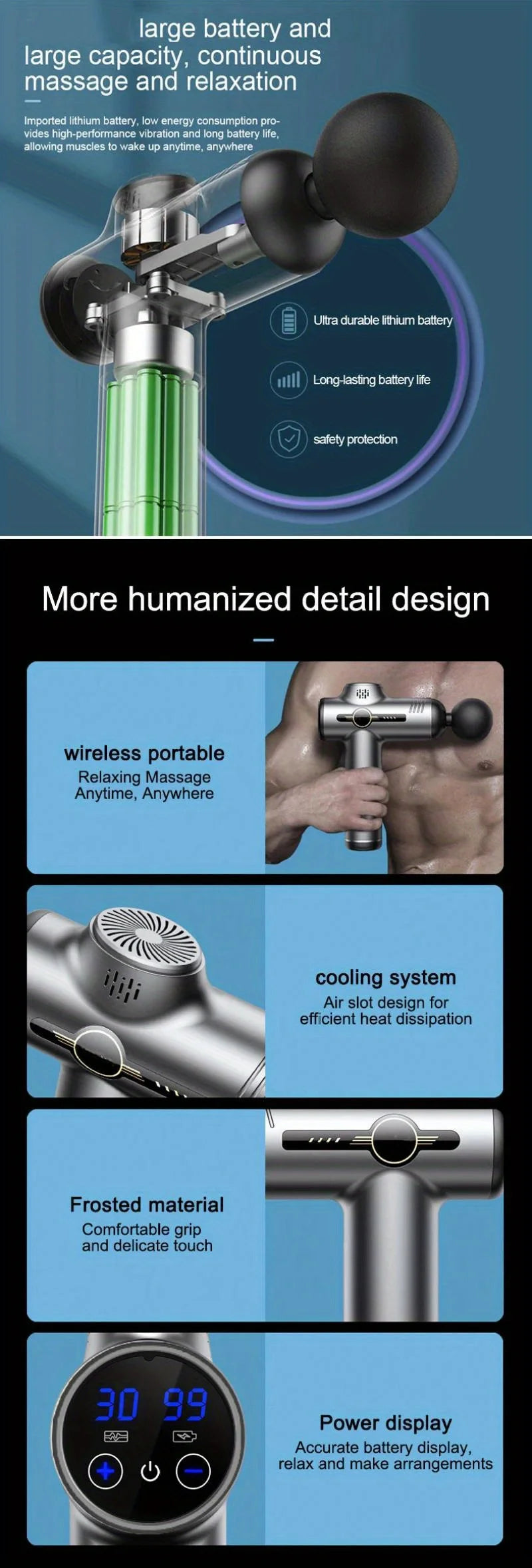 Mini Massage Gun – Portable Deep Tissue Percussion Massager with 4 Heads | Handheld Muscle Recovery & Pain Relief for Neck, Back, Shoulder & Legs