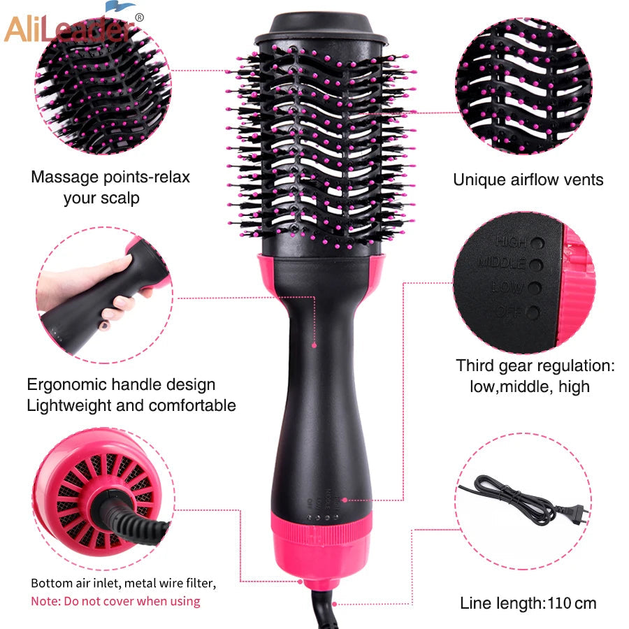 One Step 3 in 1 Hair Dryer & Styler – Professional Hot Air Brush, Hair Volumizer, Straightener & Curler | Multifunctional Blow Dryer Brush for Women