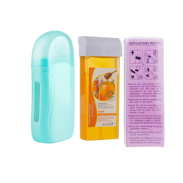 All-in-One Roll-On Waxing Kit – Soft Wax Heater with Cartridges and Wax Paper