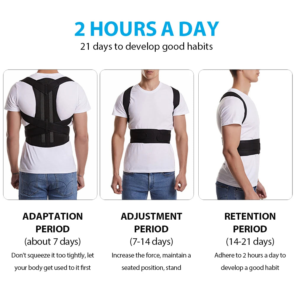 Posture Corrector Belt – Adjustable Back Support Brace for Men & Women | Shoulder Alignment, Sitting Position & Back Pain Relief