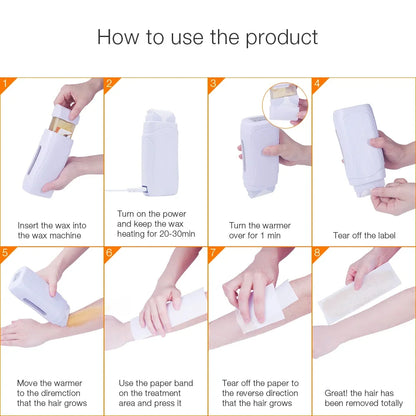 All-in-One Roll-On Waxing Kit – Soft Wax Heater with Cartridges and Wax Paper