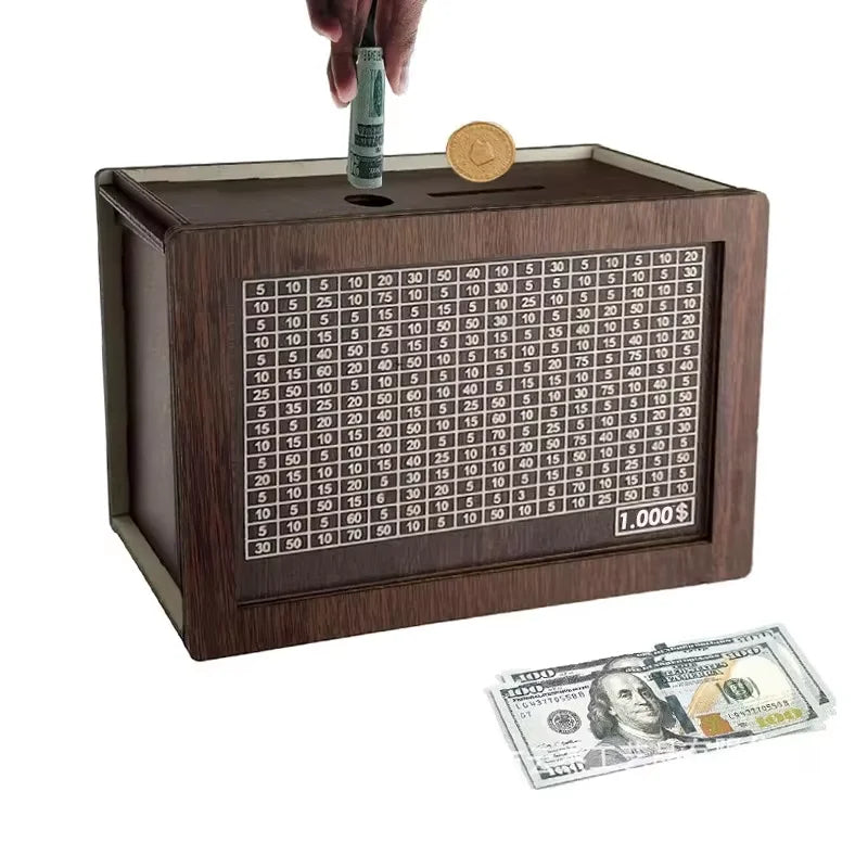 Umrah Money Saving Box – Wooden & Acrylic Coin Bank for Hajj and Umrah Preparation | Islamic Savings Organizer