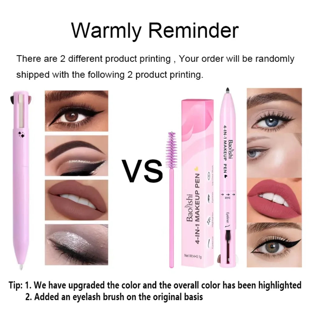 4 in 1 Makeup Pen – Multifunctional Eyeliner, Lip Liner, Brow Pencil & Highlighter | Waterproof & Long-Lasting