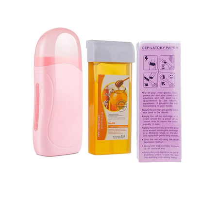 All-in-One Roll-On Waxing Kit – Soft Wax Heater with Cartridges and Wax Paper